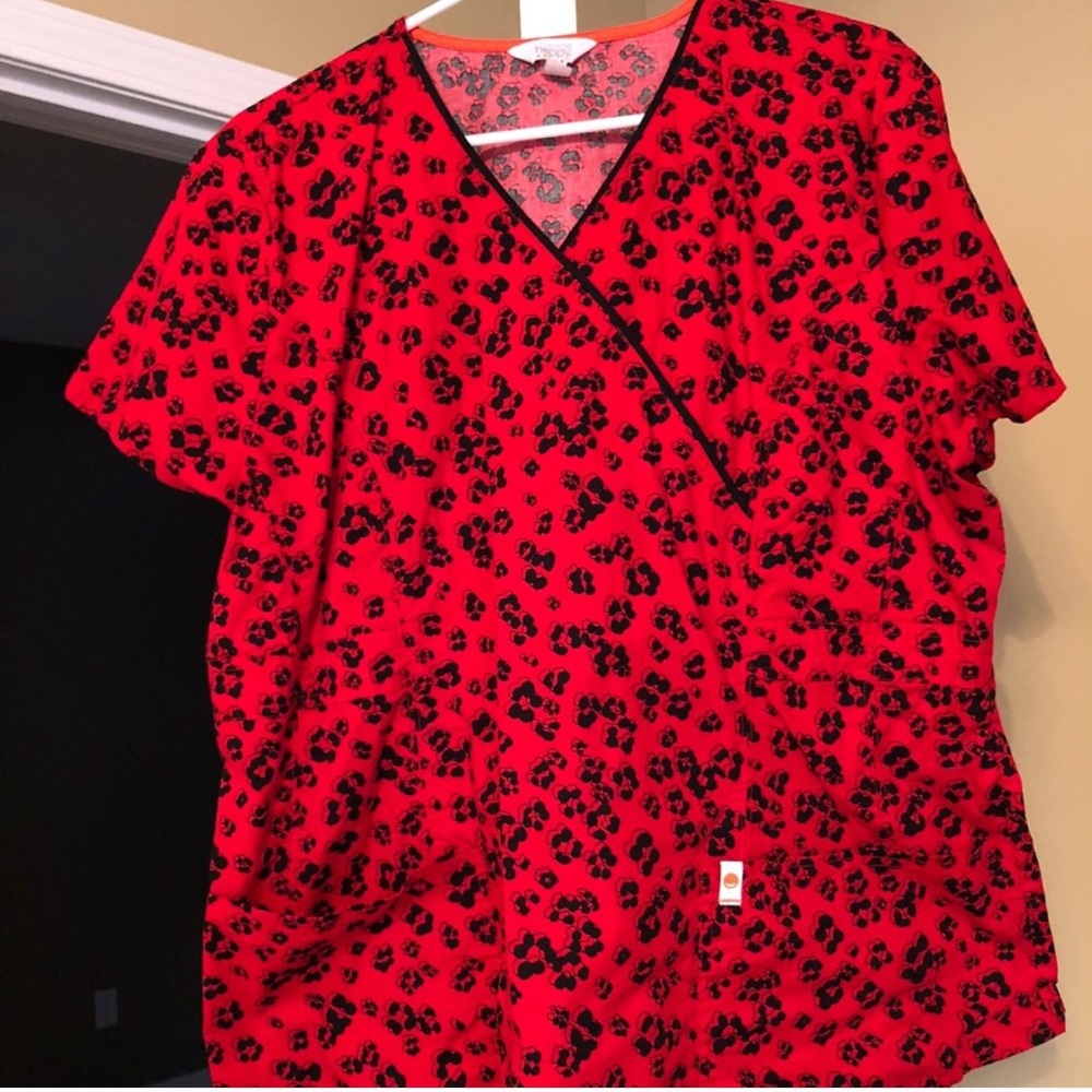 Scrub Top. 2X. XXL Code Happy scrubs. Red scrubs